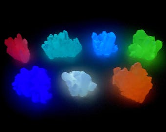Glow in the Dark Crystals of Resin in White, Orange, Purple, Blue, Teal, Green, other color combinations options too! Dorm Decor idea