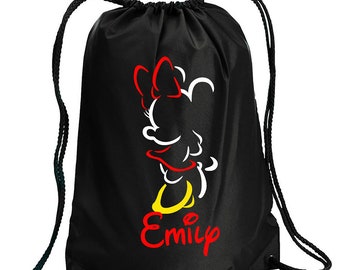 Mickey backpack Mickey sling bag Minnie Mouse drawstring bag Outline Mickey bag vacation bag,Cheer Bag,Disney Cheerleading Bag