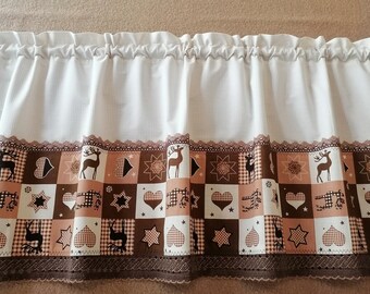 Country house curtain Christmas Christmas Country house REINDEER brown