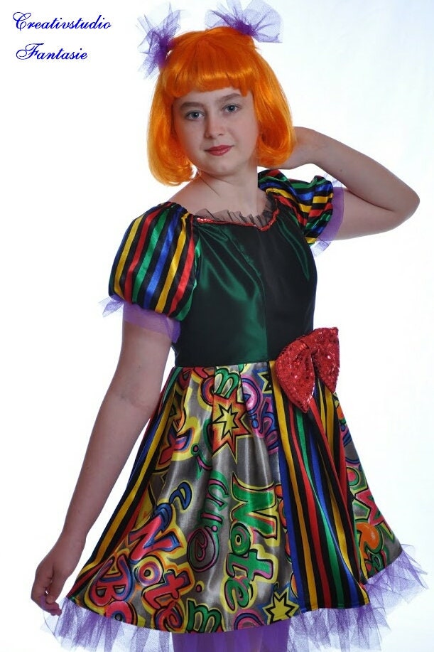 iZoeL Clown Kostüm Accessoire, Clown Lockenperücke + Clownsnase + Bunte  Krawatte + Handschuhe, Fasching Karneval Kostüme für Kinder Damen Herren