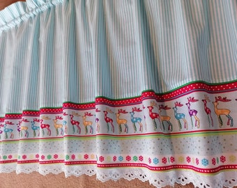 Country house curtain Christmas Christmas REINDEER blue shabby style