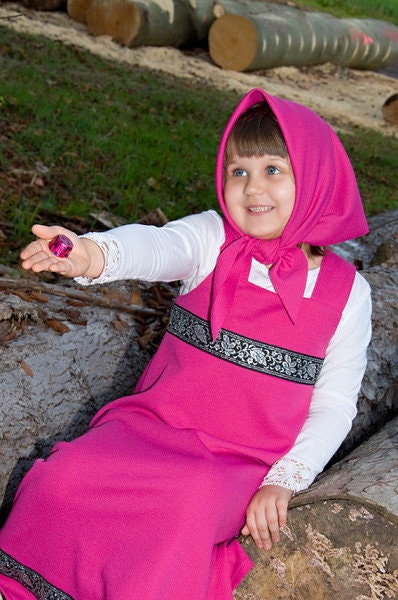 3 pcs. Masha costume size 116 to 134, Masha and the BEAR, Russian costume, custom-made