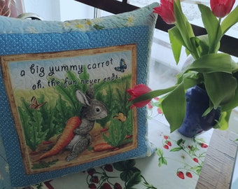 Cushion cover RABBIT, quilt, one-off production, Easter bunny, Easter, EASTER, quilt, patchwork