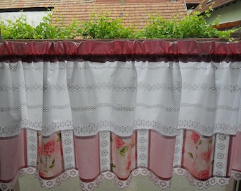 Country house curtain ROSES Patchwork shabby style