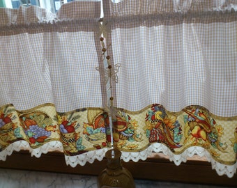 Landhausgardine 2-er SET, HERBST  shabby,Vintage