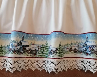 Country house curtain Christmas Christmas seams WINTER LANDSCAPE shabby