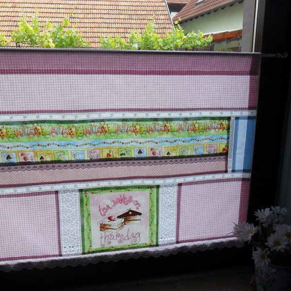 Patchwork  Gardine TÖRTCHEN  rosa shabby stil