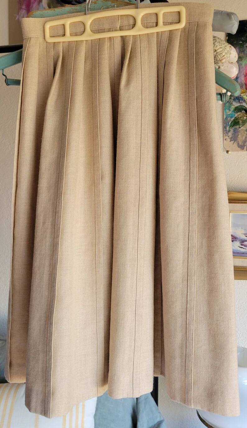 Cream Beige Oatmeal Linen Pleated Skirt Fully-lined - Etsy