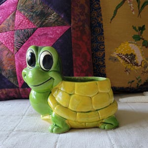Vintage Relpo Turtle Planter #2095 1960s Anthropomorphic Ceramic Turtle Pot Mid Century Kitsch Japan