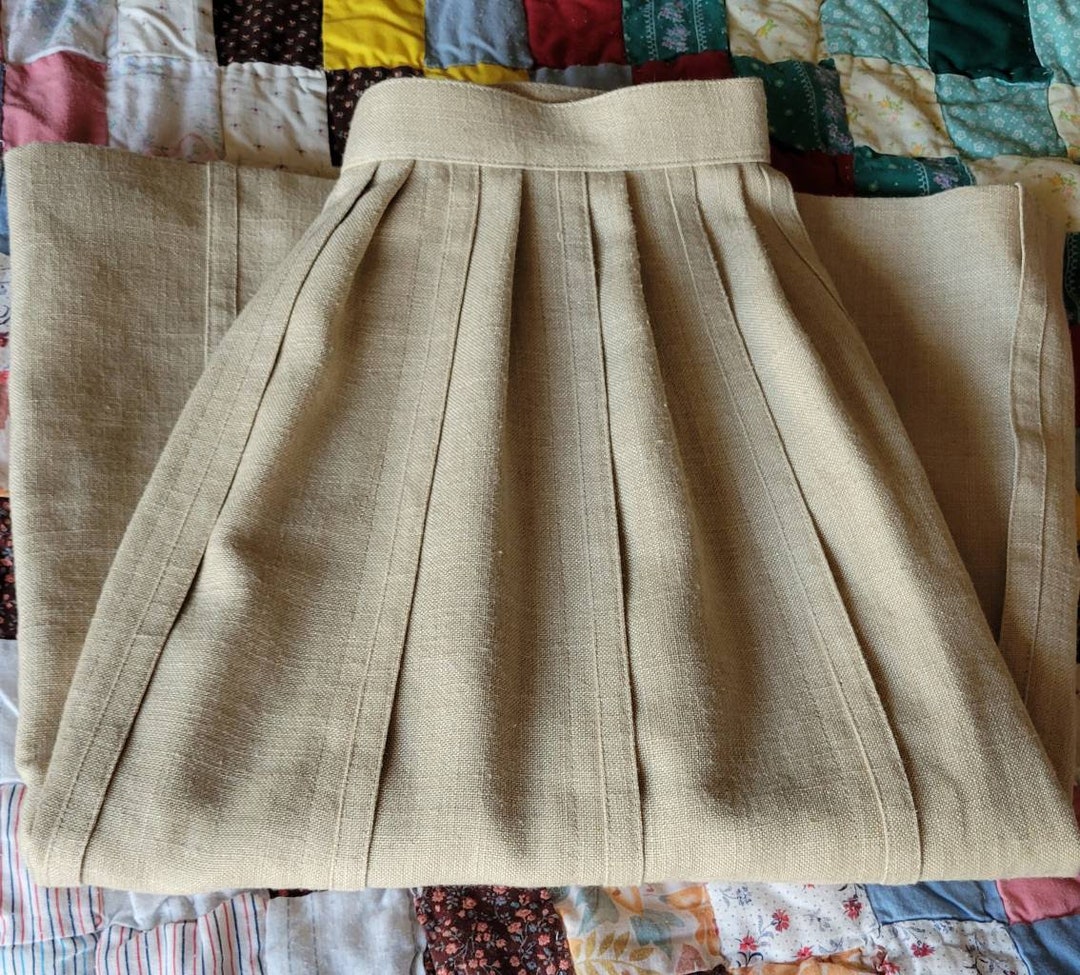 Cream Beige Oatmeal Linen Pleated Skirt Fully-lined - Etsy