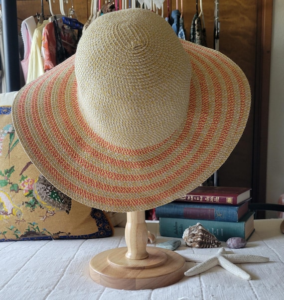 Sunday Afternoons Sunny Peach, Yellow, and Beige Wide Brim Sunhat Size M UPF 50+