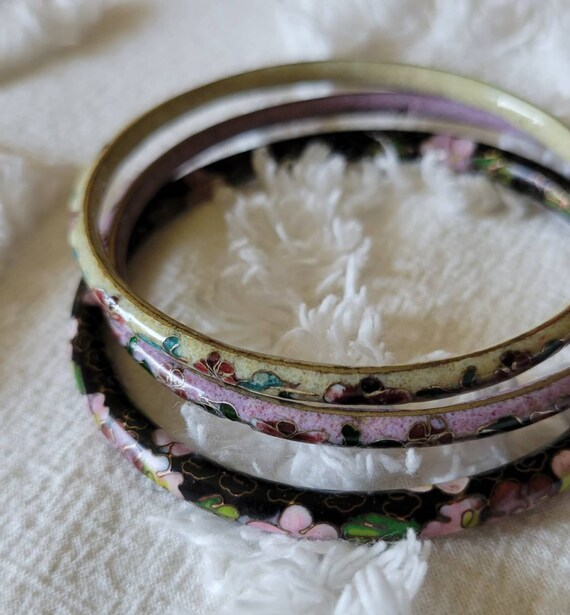 Vintage cloisonne 3 piece bangle bracelet set - image 7