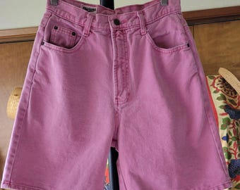 Vintage 90s Merona Pink Denim High Waisted Mom Shorts Made in USA 100% Cotton