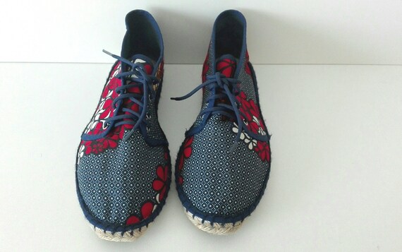 Espadrilles montantes a lacets Suzy en wax originales cousues a la main Etsy France