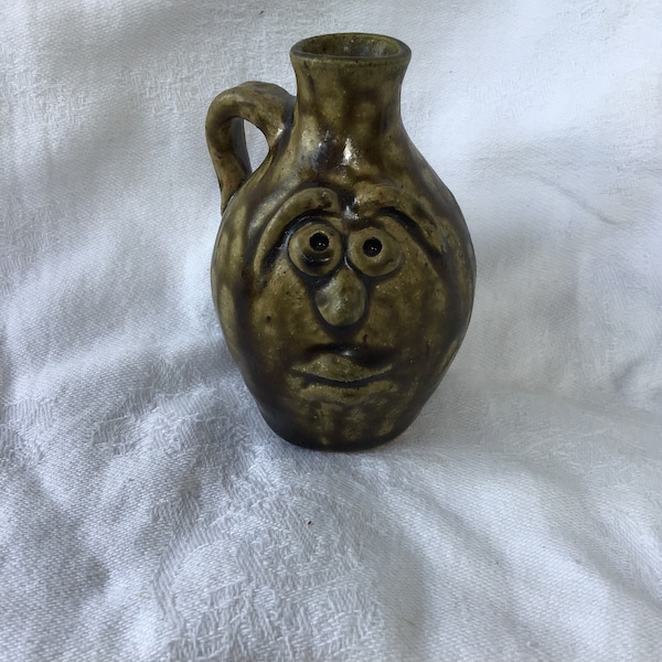 Green Alkaline Glazed Face jug by Mike Williamson Alabama