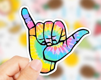 Shakka Hand Sticker - Shakka Hippie Sticker - Beach Stickers - Shaka Hand Sticker - Tie Dye Hand Sticker - Surfer Sticker - Hawaii Sticker