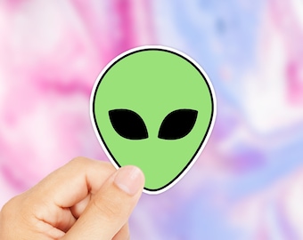 Alien Sticker - UFO Sticker - Green Alien Sticker - Space Sticker - Laptop Sticker - iPhone Sticker - Birthday Gift - Unique Gift