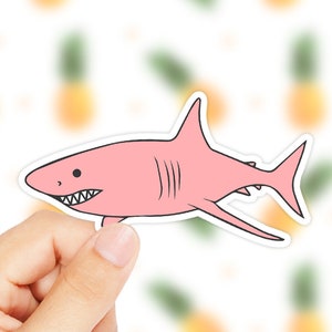 Pink Shark Sticker - Ocean Animals Sticker - Tumblr Pink Shark Sticker - Cute Pink Pastel Stickers - Ocean Stickers - Hawaii Stickers