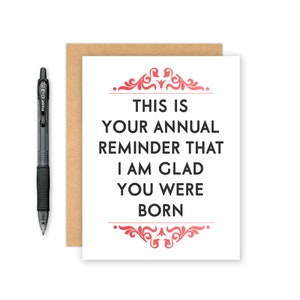 Carte d’anniversaire rappel annuel - Carte d’anniversaire heureux - Carte de meilleur ami - Carte de voeux drôle - Carte d’anniversaire boyfriend - Carte mignonne