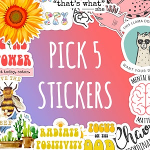 Take Your Pick Of 5 Stickers - Choose Any 5 Stickers - Create Your Own Pack Of Stickers - Create Your Own