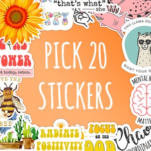 Take Your Pick Of 20 Stickers - Choose Any 20 Stickers - Create Your Own Pack Of Stickers - Create Your Own