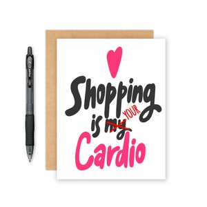 Cartão engraçado - Cartão de aniversário da esposa - Cartão de aniversário - Cartão fofo - Cartão do melhor amigo - Cartão da melhor amiga - Fazer compras é o seu cartão cardiovascular - Engraçado