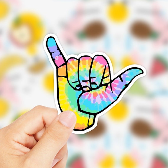 Shakka Hand Sticker - Shakka Hippie Sticker - Beach Stickers - Shaka Hand Sticker - Tie Dye Hand Sticker - Surfer Sticker - Hawaii Sticker