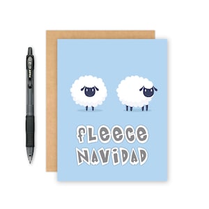 Christmas Card - Funny Card - Fleece Navidad Card - Feliz Navidad Card - Holiday Card - Funny Pun Card - Cute Card - Bestfriend Card - Gift