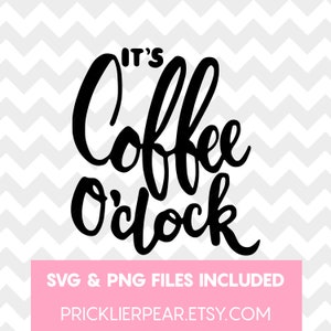 Peut inclure: Conception graphique en noir et blanc avec le texte "It's Coffee o'clock".