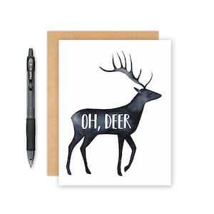 Cervo - gioco di parole divertente carta - grazie Card - carta di natura amante - natura amante Card - bianco e nero - anniversario Card - carta carina