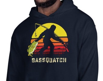 Bass Fish Hoodie | Bass Fishing | Bigfoot | Sasquatch | Fisherman | Funny Fishermen Gifts | Fisher | Fishing Lover Love