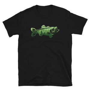 Cool Nature Forest Texture Bass Fish T Shirt | Bass Fishing | Freshwater, Fisherman Gift