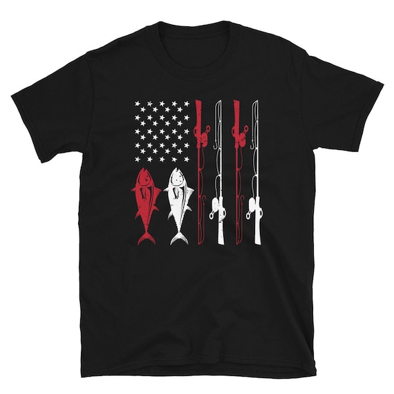 Tuna Fishing American Flag Shirt - Patriotic Fishing Shirts for Men - Deep Sea Fishing Tuna Fish Shirt - Deepsea Fisherman Gift - Fishermen