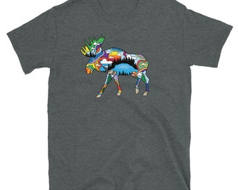 Unique  Moose Shirt - Moose Gifts for Women or Men - Big Game Moose Hunter Shirt - Moose Hunting Shirt - Colorado Flag Shirt