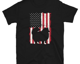 American Flag Pomeranian Dog Shirt - Patriotic Pom Dog Lover Shirt - Pomeranian Gifts - Patriotic Pomeranian TShirt