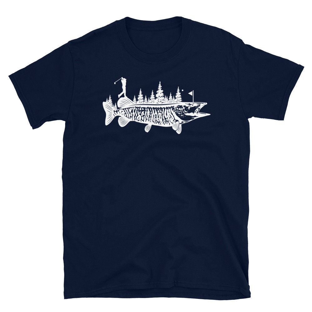 Golf & Fishing Shirt, Musky Fish Golfer Gifts, Golfing Fisherman Fishermen Disc Gift