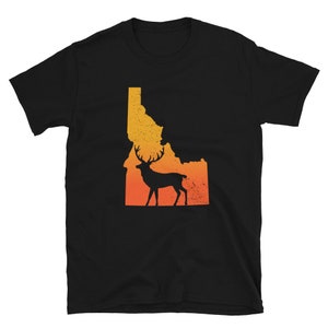 Idaho Elk Shirt, Idaho State Elk, Elk Hunter Gift, Elk Hunting Shirt, Big Game Hunting, Nature Elk  T Shirt, Elk Moose Tshirt, Idaho Map
