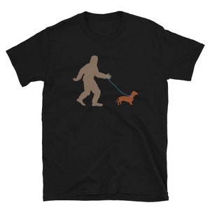 Funny Bigfoot Walking Daschund Shirt, Weiner Dog Shirt, Sausage Dog, Wiener Dog Shirt, Doxie Shirt, Sasquatch Gift Pet Owner Dog Walker Gift