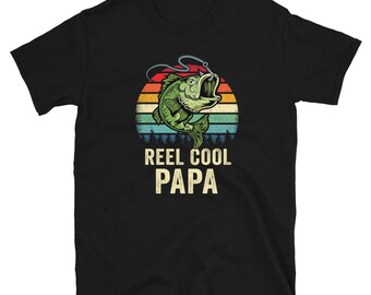 Reel Cool Papa Bass Fishing Shirt Gift | Fishing Quotes & Sayings | Father's Day T Shirt | Bass Fishermen Dad Gifts | Unique Fisherman Tee