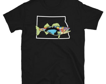 North Dakota Walleye Shirt, Walleye Fish Shirt, North Dakota Walleye Fishing Shirt, Fishing Gift, Walleye Fisherman Gift, Unique Fishermen