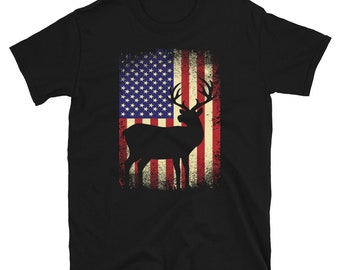 Deer Hunting T Shirt Deer Hunting American Flag Tshirt Big Game Deer Hunting TShirt Deer Hunter Gift Patriotic Deer Hunter Shirt