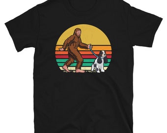 Funny Bigfoot Shirt - Dog Walking Cocker Spaniel Shirt - Funny Sasquatch Shirt - Dog Walker Gift English Cocker Spaniel Shirt - Pet Owner