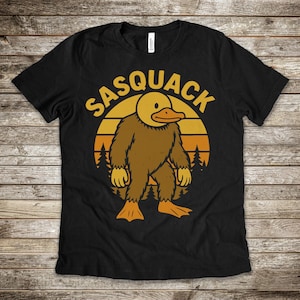 Bigfoot Rubber Duck Shirt, Sasquatch Rubber Duck T Shirt, Cryptid Ducky Hybrid Funny Shirt For Men or Women, Retro Bigfoot Rubber Duckie