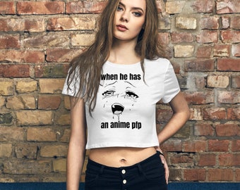 Anime PfP Shirt / Funny Women’s Anime Girl Crop Top / Weeb / Ahegao Shirt / Gamer / Egirl / Waifu / Yandere / E-girl Gaming y2k Aesthetic