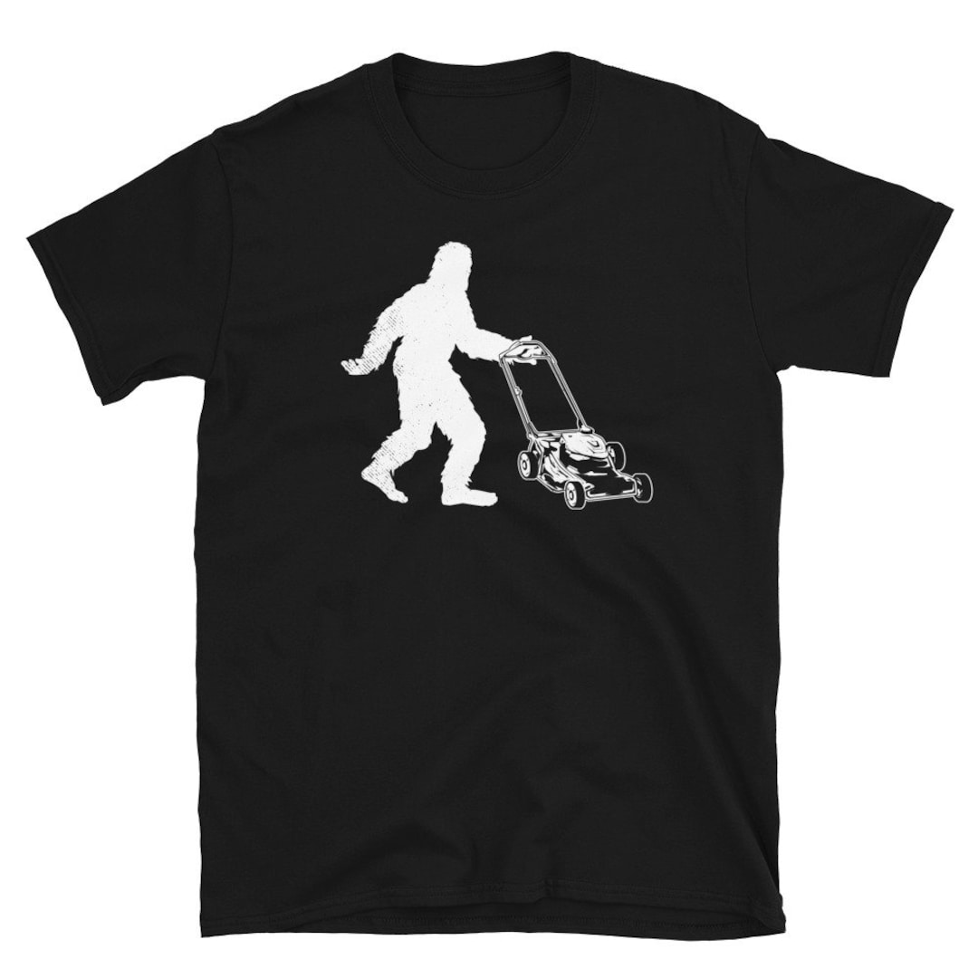 Funny Bigfoot Lawnmower Shirt, Sasquatch Lawn Mowing Shirt, Lawn