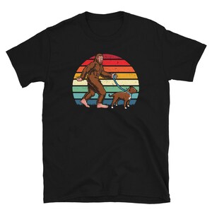 Funny Vintage Bigfoot Walking Pitbull Dog | Sasquatch, Pit Bull Lover, Pittie, American Bully, Bulldog, Bull Dog, Pitty, Retro, Pet Owner
