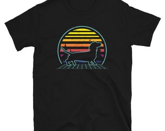 Retro Vaporwave Wiener Dog Shirt - Vintage Dachshund Shirt - Cute Doxie Shirt - Weiner Dog Shirt - Wiener Dog Gifts - Pet Owner Shirt