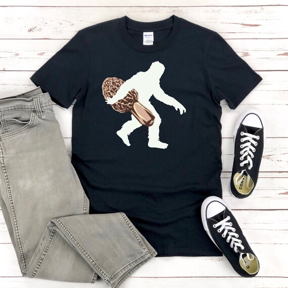 Morel Hunter T-shirt Bigfoot Foraging 