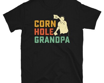 Retro Style Cornhole Grandpa Shirt, Grandfather Cornhole Shirt, Bean Bag Toss Game, Corn Hole Shirt, Cornhole Gifts, Unique Cornnhole Tee
