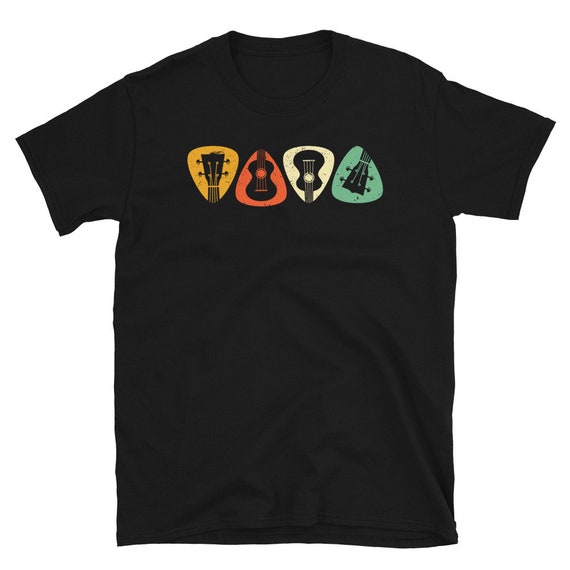 Guitarist Tshirt W/Guitar Pick Graphic, Guitar Shirts Retro Guitarist Tshirt W/Guitar Pick Graphic, Guitar Shirts Retro